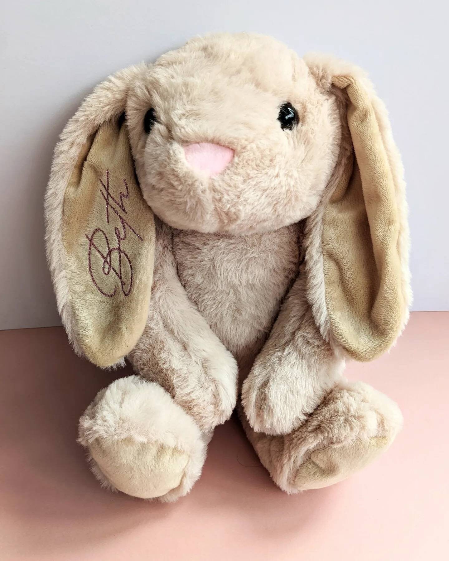 Personalised Bunny Plush | Rabbit Soft Toy | New Baby Gift |Personalised Rabbit Teddy | Personalised Toy Gift | Grey, White, Tan Bunny