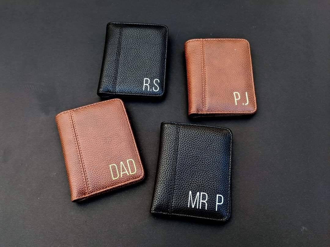 Personalised Leather Wallet | Black or Brown Monogrammed Name Wallet | Father's Day Gift Idea | Brother Husband Dad Boyfriend Gift