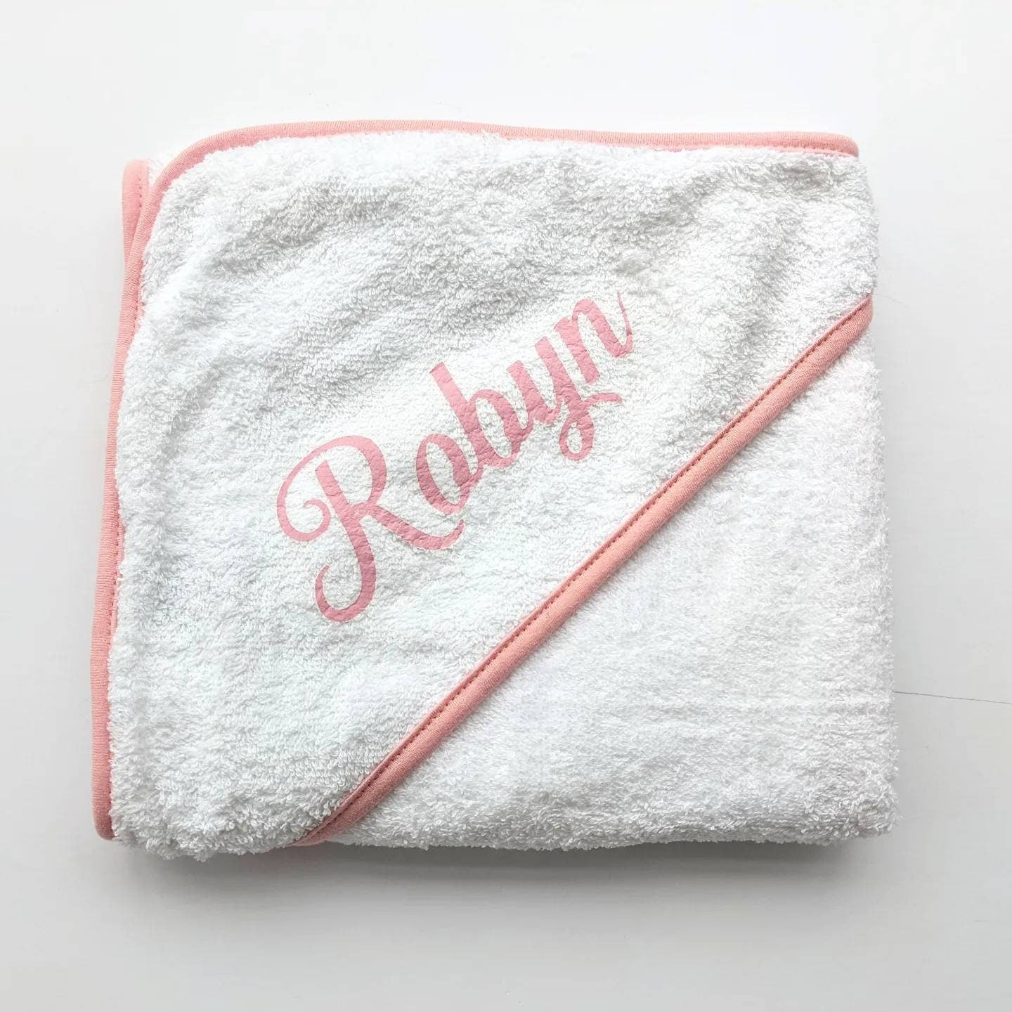 Personalised Baby Hooded Towel | Pink Blue or White Newborn Gift | Baby Shower Idea | New Baby Girl / Boy | Bath Time | Nursery Inspo