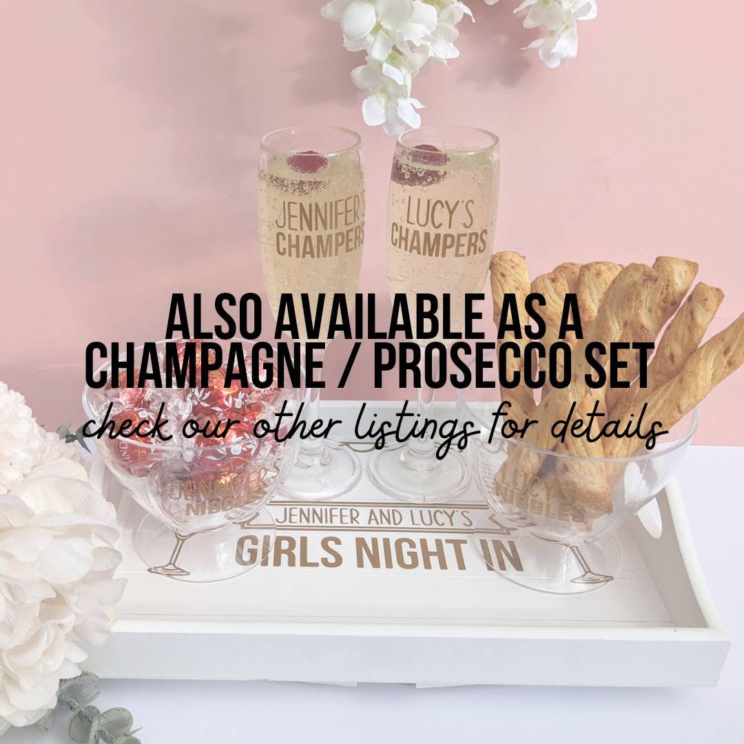 Personalised Cocktail Night Tray | Cocktail Glasses and Snack Gift Set | Girls Night In | Sofa Arm Tray | Cocktail Lover | BFF Friend Gift