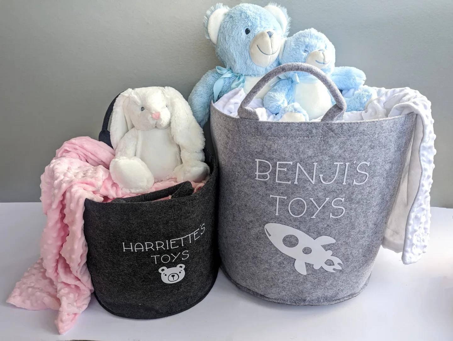 Personalised Felt Toy Basket | Potable Storage Hamper | Nursery Organiser | New Mum | Felt Baby Storage Bag | New Baby Storage | Kids Toys