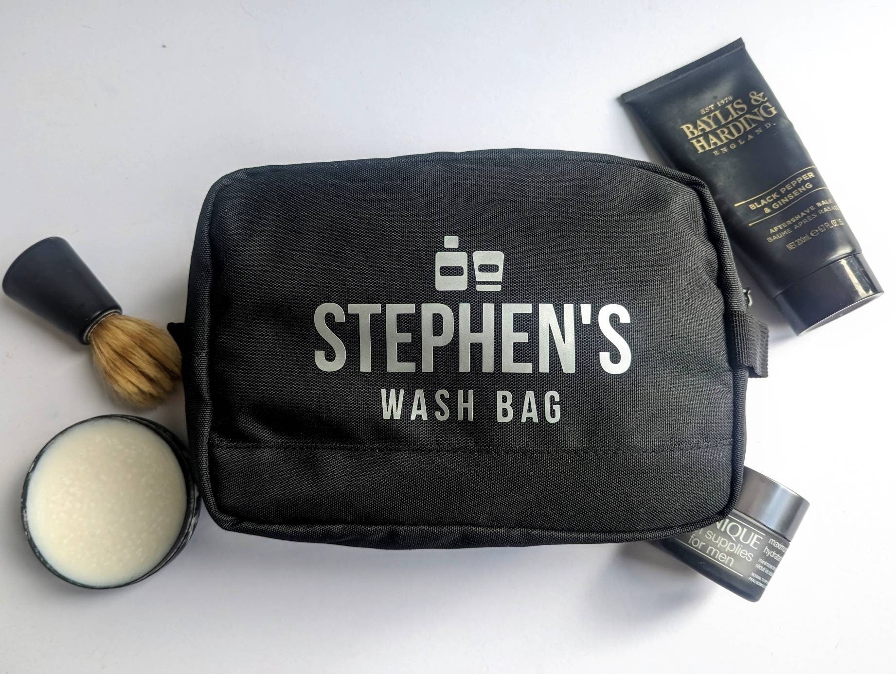 Personalised Wah Bag Shave Kit | Mens Toiletry Bag | Father's Day Gift | Male Grooming | Travel | 100% Recycled Material - Eco Friendly