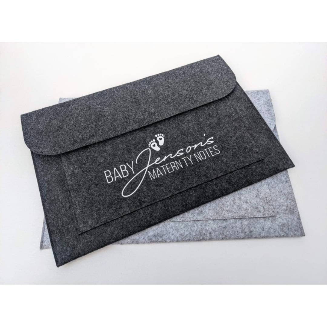 Personalised Felt Maternity Notes Folder | Pregnancy | New Mum | Baby Antenatal Notes | Labour and Delivery Notes | Midwife Maternity Unit