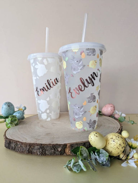 Personalised Colour Easter Bunny Print Cold Cup (24oz) | Easter Basket | Changes Colour with Cold Drink | Drinks Tumbler | Starbucks Style