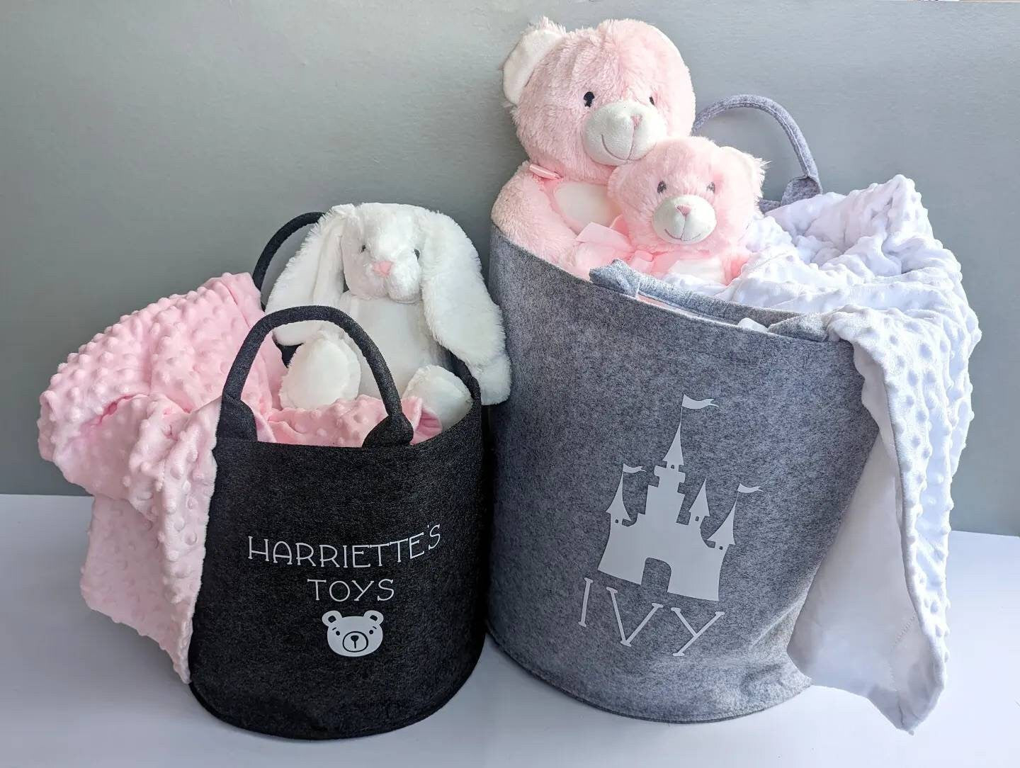 Personalised Felt Toy Basket | Potable Storage Hamper | Nursery Organiser | New Mum | Felt Baby Storage Bag | New Baby Storage | Kids Toys