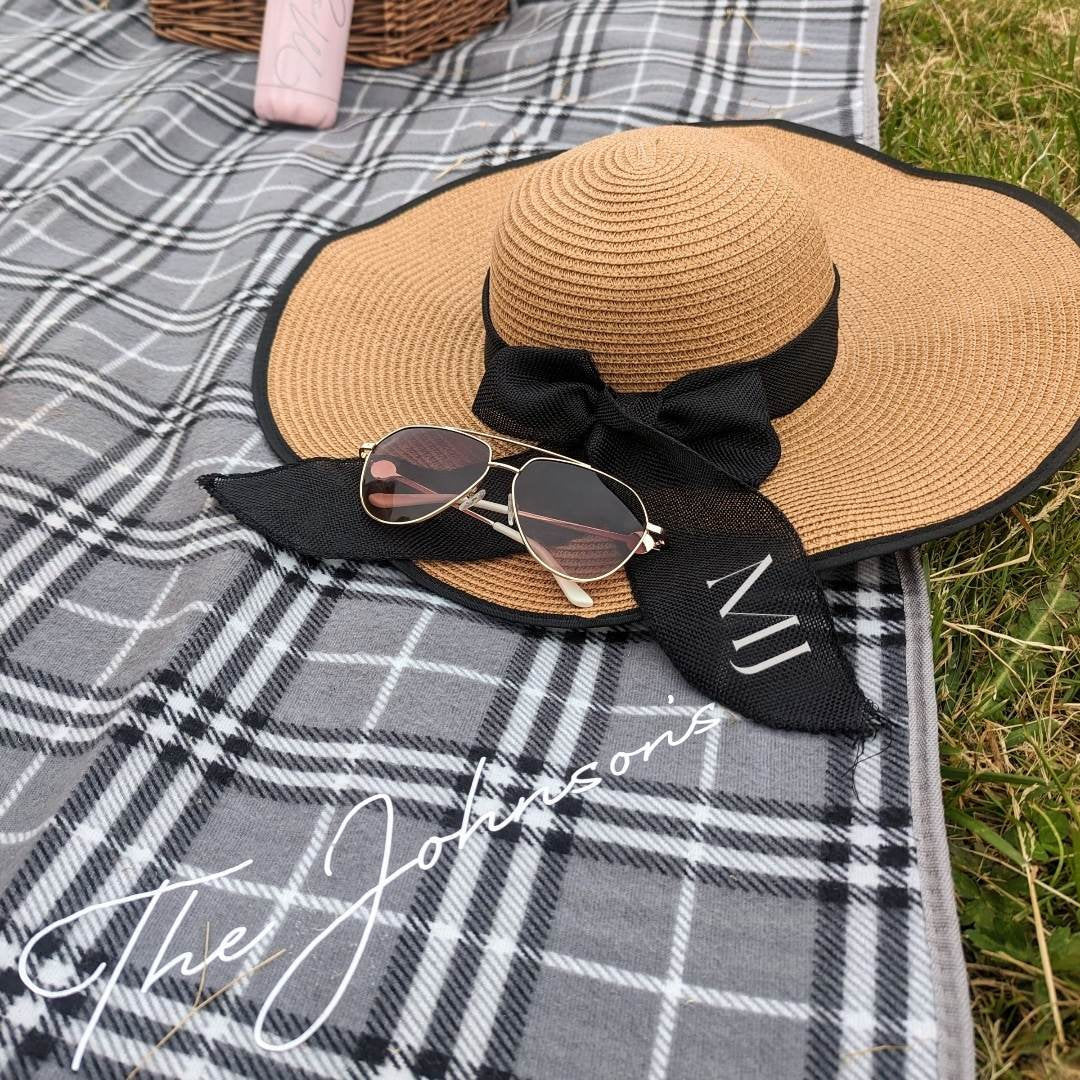 Personalised Womens Straw Sun Hat | Summer Fashion | Monogramed Black Ribbon Hat | Holiday Essential | Vacation