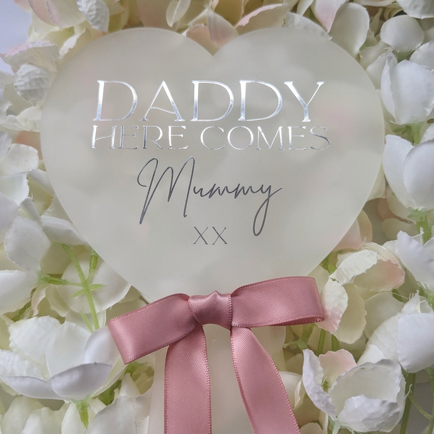 Kids Wedding Aisle Paddle Sign | Daddy Here Comes Mummy | Daddy Let's Give Mummy our last Name | Flower Girl Sign | Page Poy, Usher Sign