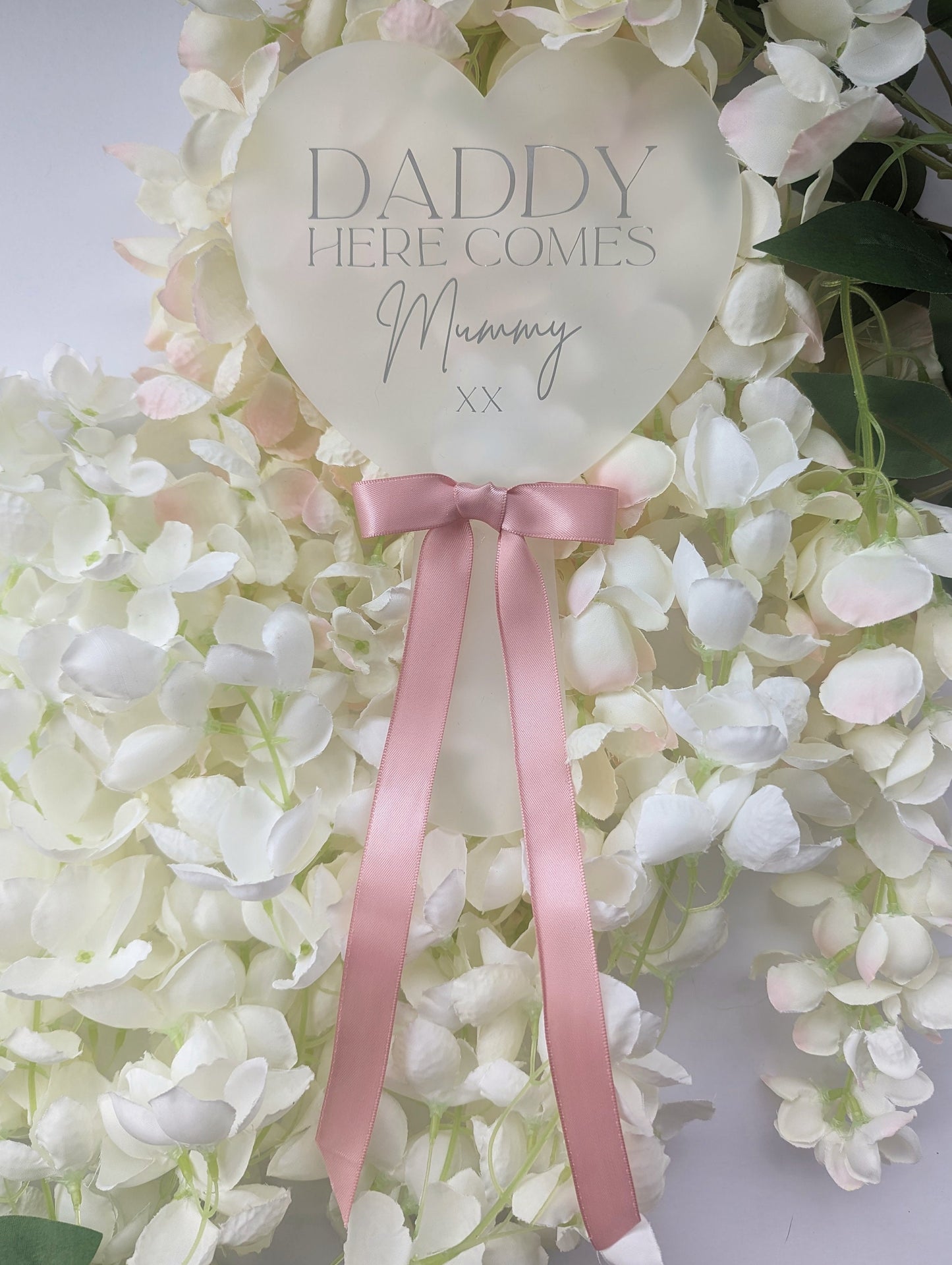 Kids Wedding Aisle Paddle Sign | Daddy Here Comes Mummy | Daddy Let's Give Mummy our last Name | Flower Girl Sign | Page Poy, Usher Sign