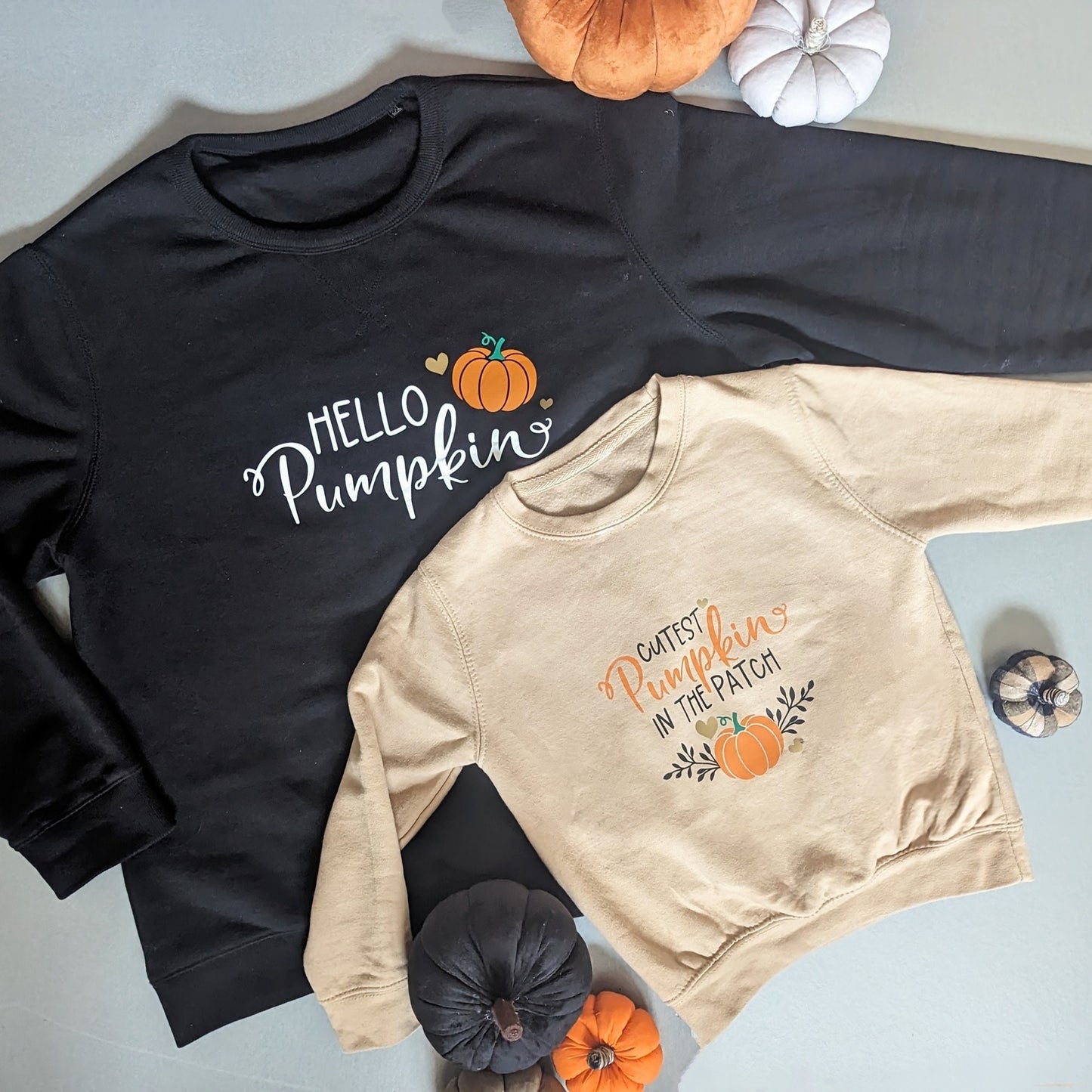 Adult Hello Pumpkin Sweatshirt | Pumpkin Patch Jumper | Autum Fashion | Halloween Outfit Sweater | Unisex Fall / Autumn Cozy Vibes