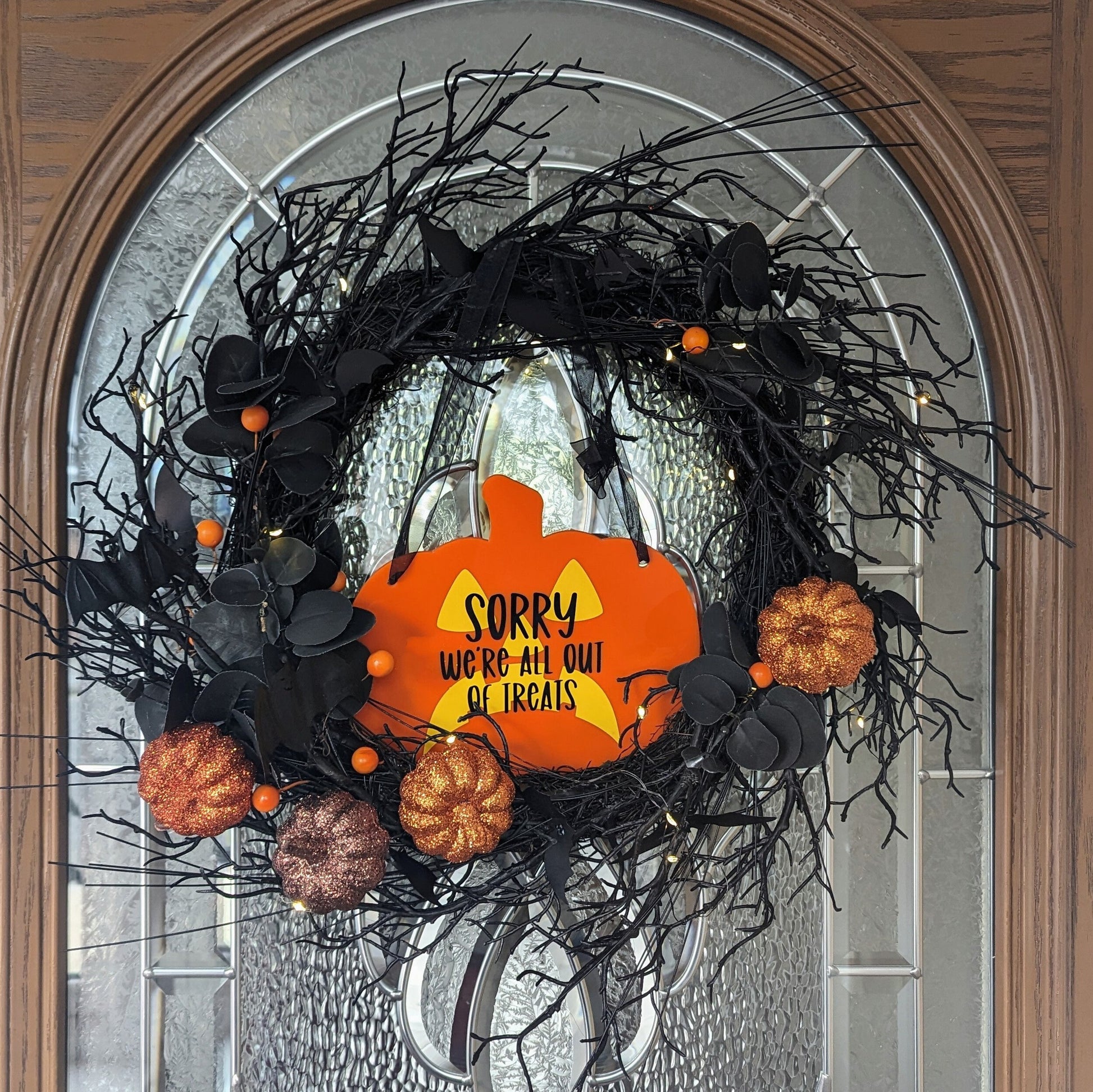 Trick Or Treat Acrylic Pumpkin Sign | Trick or Treaters | Halloween Decor | Halloween Wreath | Halloween Window Decoration | Welcome Sign