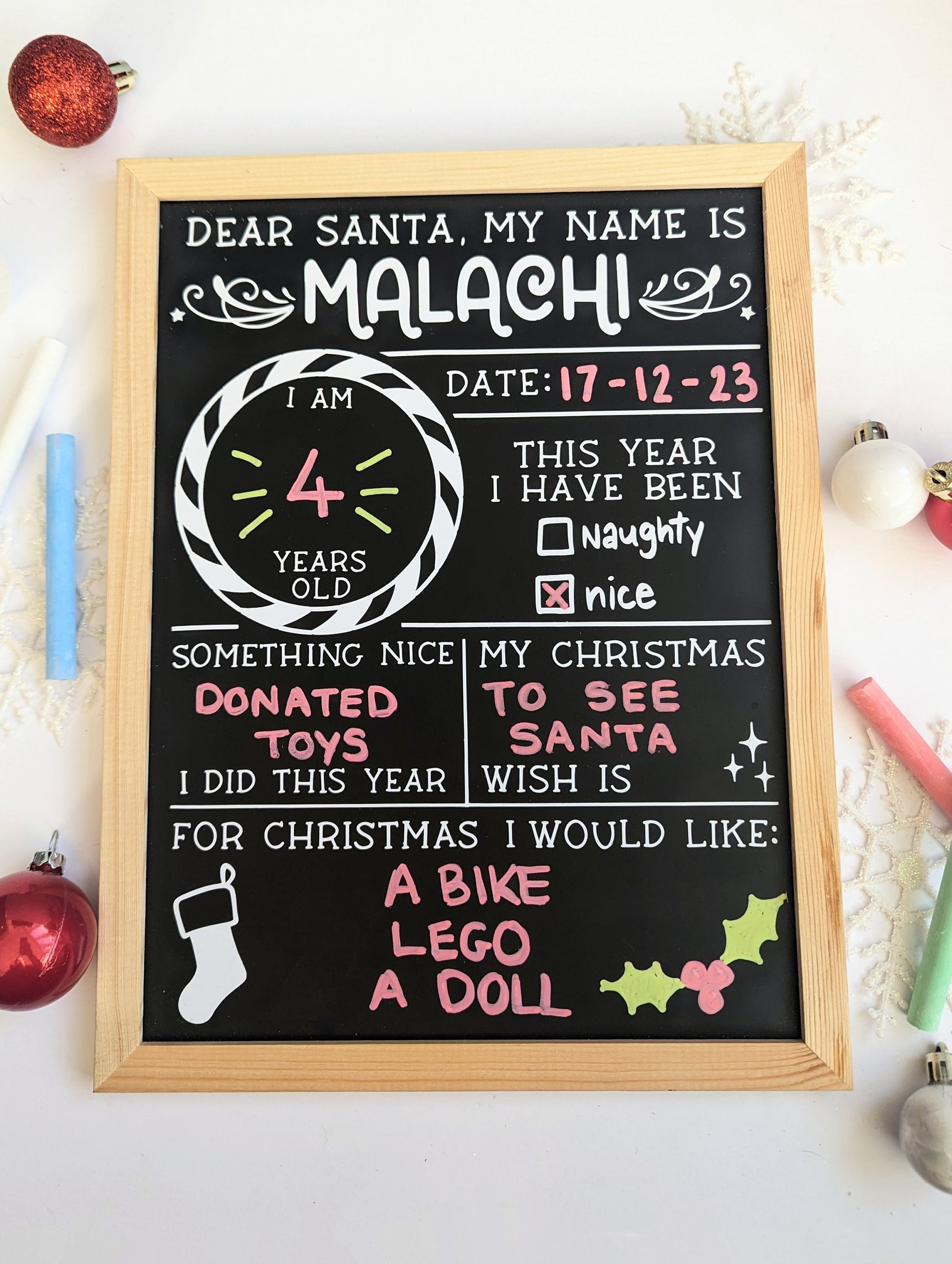 Personalised Kids Christmas Board | Christmas Nice List | Christmas Photo Prop | Letter to Sata | Xmas Photographs | Photography Prop | Gift