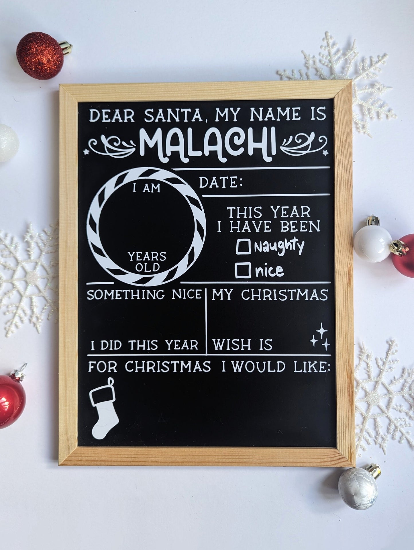 Personalised Kids Christmas Board | Christmas Nice List | Christmas Photo Prop | Letter to Sata | Xmas Photographs | Photography Prop | Gift