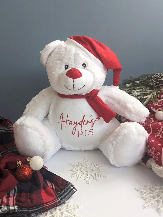 Personalised Christmas Teddy Bear / Pajama Case | Kids Christmas Gift | Chirtmas Eve PJ's | Chirtmas Eve Box |