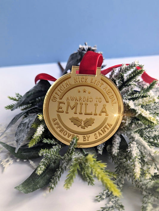 Personalised Official Nice List Medal | Christmas Eve Box Filler | Christmas List | Santa | Stocking Stuffer | Christmas Gift for Kids