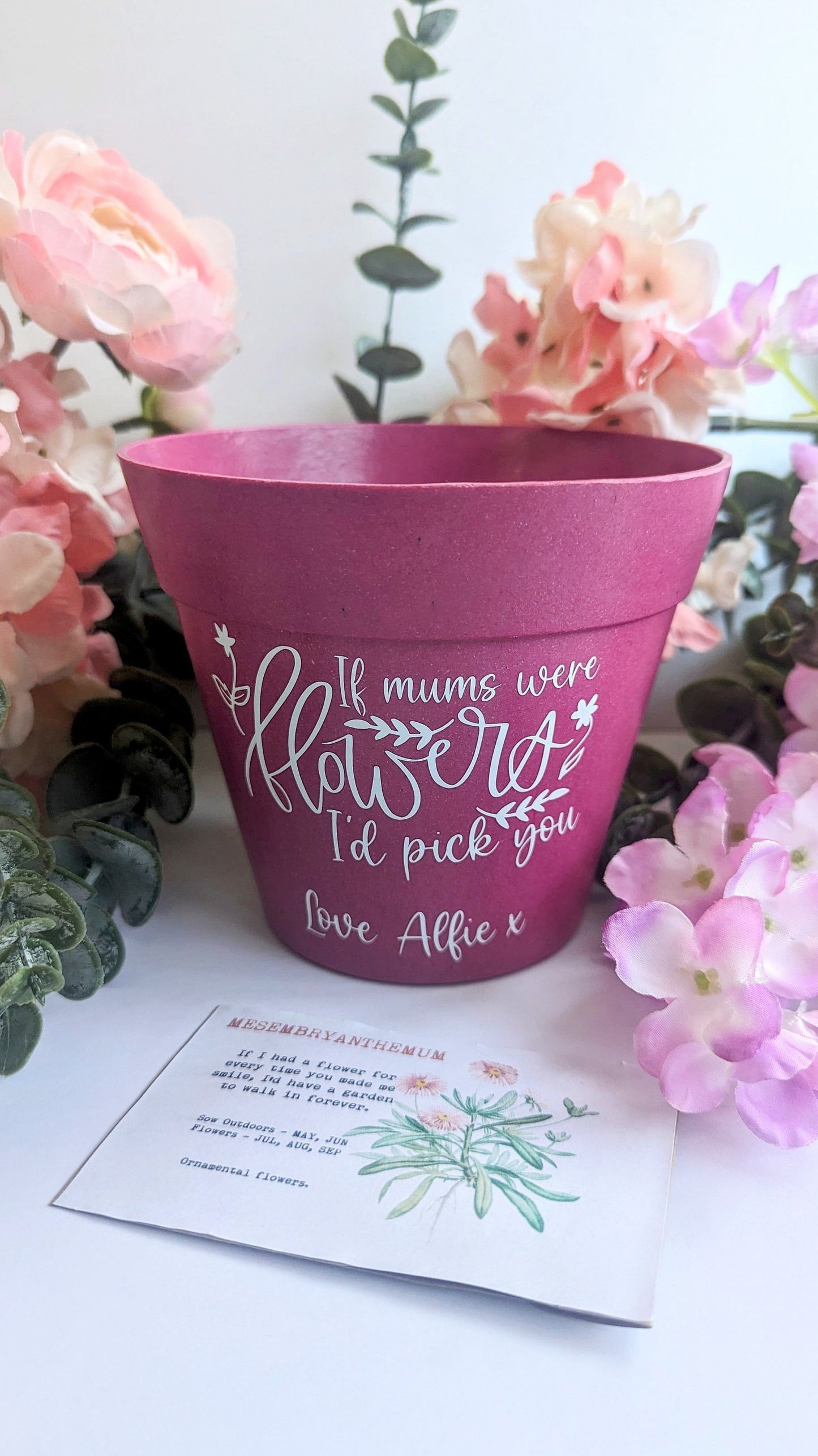 Personalised Forget Me Not Memory Planting Set | Bamboo Fibre Blue Plant Pot | Bee friendly | Garden Lover Memorial Gift | In Memory Flowers