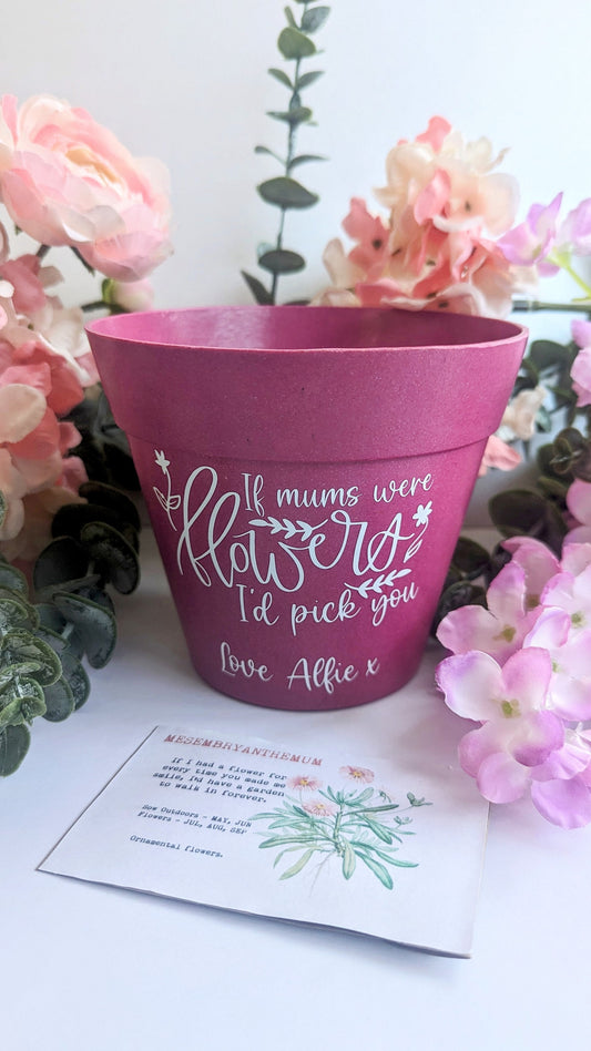 Personalised Forget Me Not Memory Planting Set | Bamboo Fibre Blue Plant Pot | Bee friendly | Garden Lover Memorial Gift | In Memory Flowers