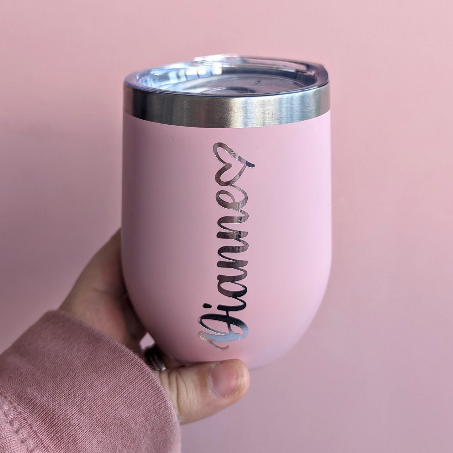 Personalised Pastel Wine Tumbler | Metal Cold Drinks Tumbler with Lid | Mum Sister Girlfriend Gift | 500ml Metal Cup