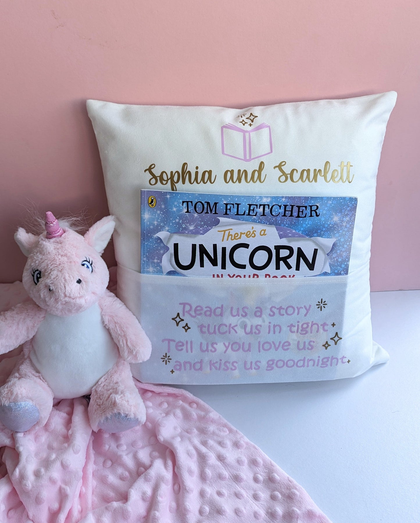 Personalised Book Cushion Cover | Kids Reading Cushion | Child Book Lover Gift | Nursery and Kids Room Decor | Book Nook / Corner Cushion