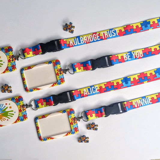 Personalised Autism Lanyard | Jigsaw Puzzle | Teacher / Work Lanyard | ID Badge Holder | Autism Mum Dad | SEN School | SEN Child