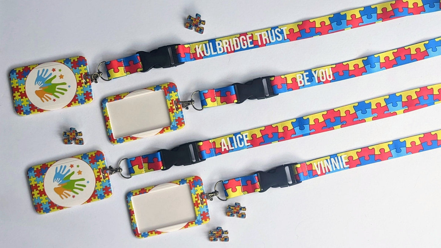 Personalised Autism Lanyard | Jigsaw Puzzle | Teacher / Work Lanyard | ID Badge Holder | Autism Mum Dad | SEN School | SEN Child