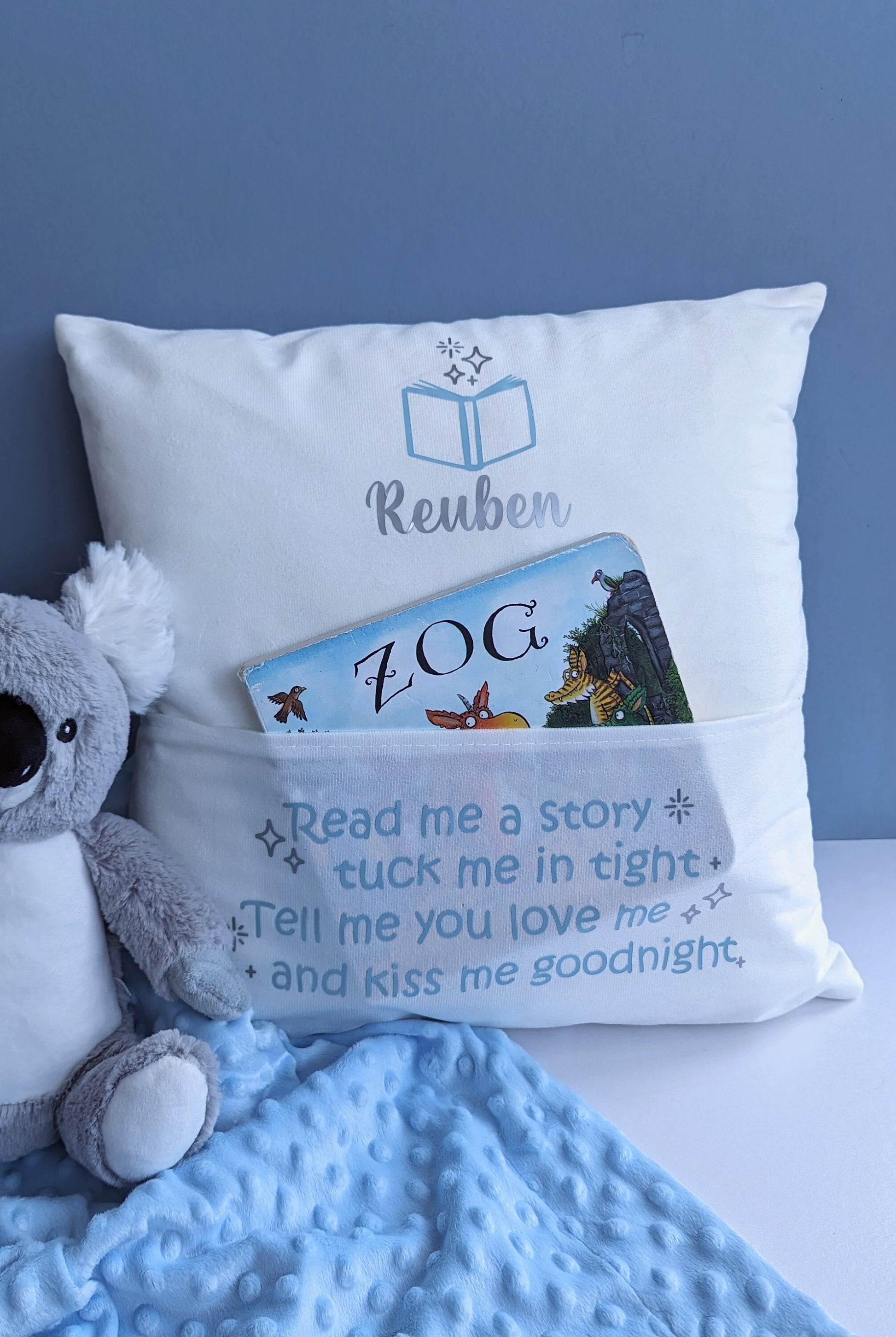 Personalised Book Cushion Cover | Kids Reading Cushion | Child Book Lover Gift | Nursery and Kids Room Decor | Book Nook / Corner Cushion