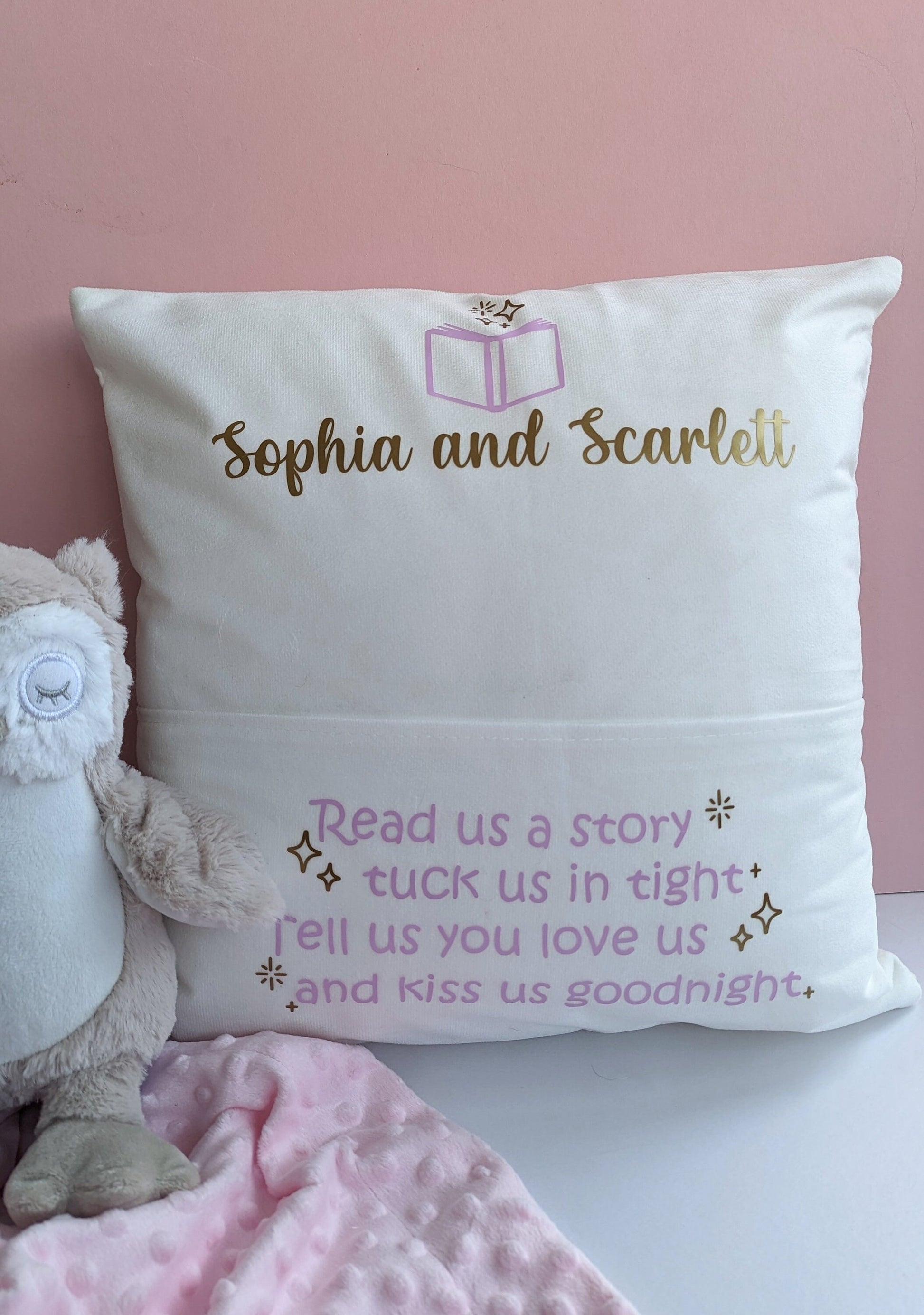 Personalised Book Cushion Cover | Kids Reading Cushion | Child Book Lover Gift | Nursery and Kids Room Decor | Book Nook / Corner Cushion