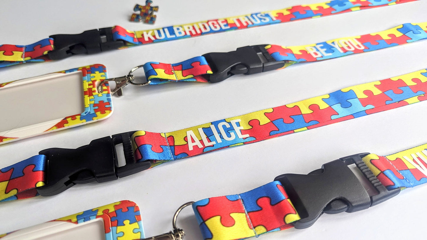 Personalised Autism Lanyard | Jigsaw Puzzle | Teacher / Work Lanyard | ID Badge Holder | Autism Mum Dad | SEN School | SEN Child